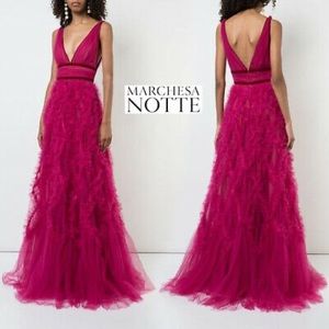 Marchesa Notte berry gown